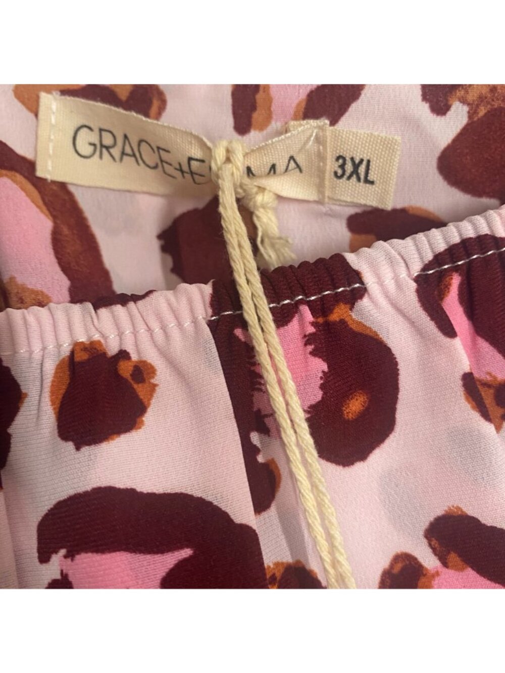 Grace + Emma Womens Leopard Print Long Sleeve Blouse 3XL Pink & Burgundy - Picture 5 of 8